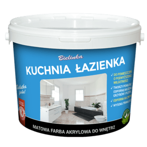BIELINKA KUCHNIA ŁAZIENKA - matowa farba akrylowa do pomieszczeń o podwyższonej wilgotności | 10l