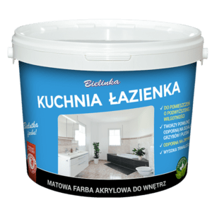 BIELINKA KUCHNIA ŁAZIENKA - MATOWA FARBA AKRYLOWA DO POMIESZCZEŃ O PODWYŻSZONEJ WILGOTNOŚCI | 1L