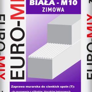 EURO-MIX 9.02B  BIAŁA M10 do gazobetonu zaprawa cienkowarstwowa   25kg (pal-42szt)