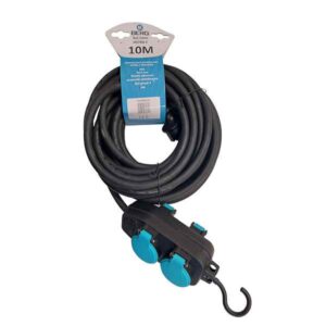 Wodoszczelny przedłużacz budowlany 10m BERG H07RN-F 3x2,5mm z 4 gniazdami z uziemieniem IP44